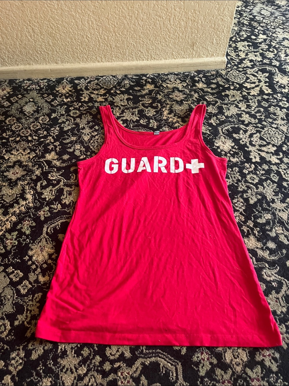 Red Guard Tank Top with White Print